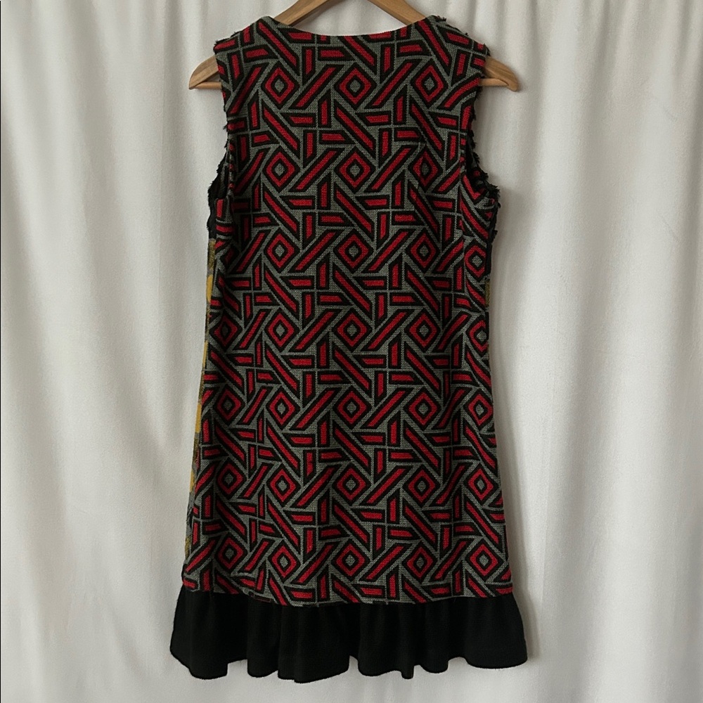 An Ren Contemporary Wool Colorful Sleeveless Ruffled Hem Mini Dress *Size M**🌺🌺 - Picture 2 of 7
